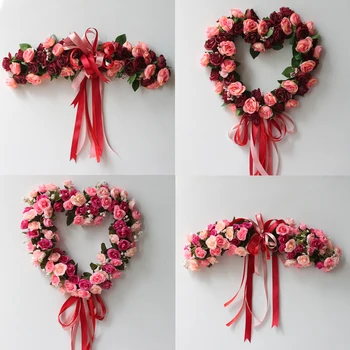 Fake Silk Rose Flower Artificial Flowers Hanging Garland Wedding Wreath Heart Shaped Festival Supplies Party Home Decoration
Fake Silk Rose Flower Artificial Flowers Hanging Garland Wedding Wreath Heart Shaped Festival Supplies Party Home Decoration