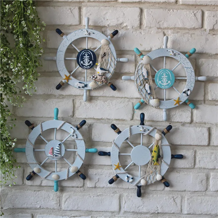 Waliicorners decorative ornaments wall hangings 28cm wooden rudder helmsman handmade wood crafts mini helmsman home decorations 29