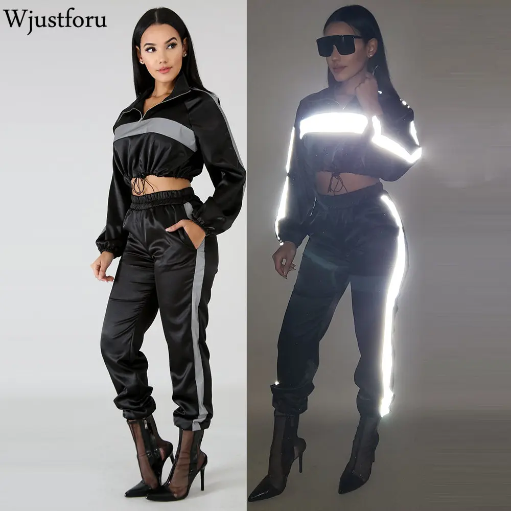 Wjustforu Casual Reflective Tracksuit Women Fashion Patchwork Hooded Two Piece Set Female Zipper Long Sleeve Tops Luminous P
Wjustforu Casual Reflective Tracksuit Women Fashion Patchwork Hooded Two Piece Set Female Zipper Long Sleeve Tops Luminous P