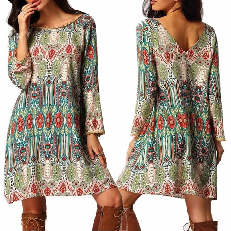 Lady Women Boho Floral Print Casual Short Dress Party Full Sleeves Dress Beach Wear
Lady Women Boho Floral Print Casual Short Dress Party Full Sleeves Dress Beach Wear