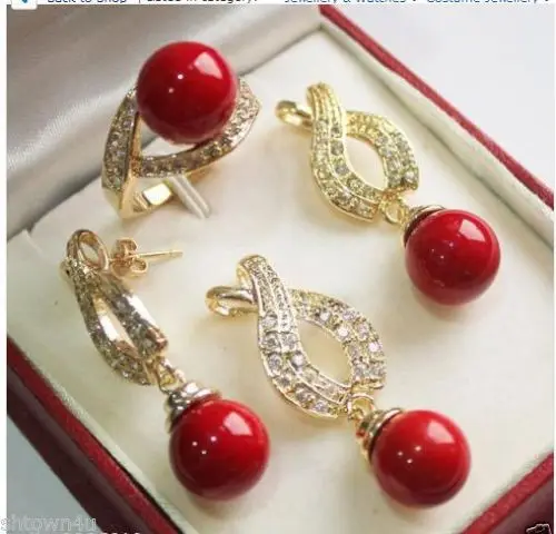 12mm Red Shell Pearl Pendant Necklace Earrings Ring Set AAA style Fine Noble real Natural free shipping
12mm Red Shell Pearl Pendant Necklace Earrings Ring Set AAA style Fine Noble real Natural free shipping