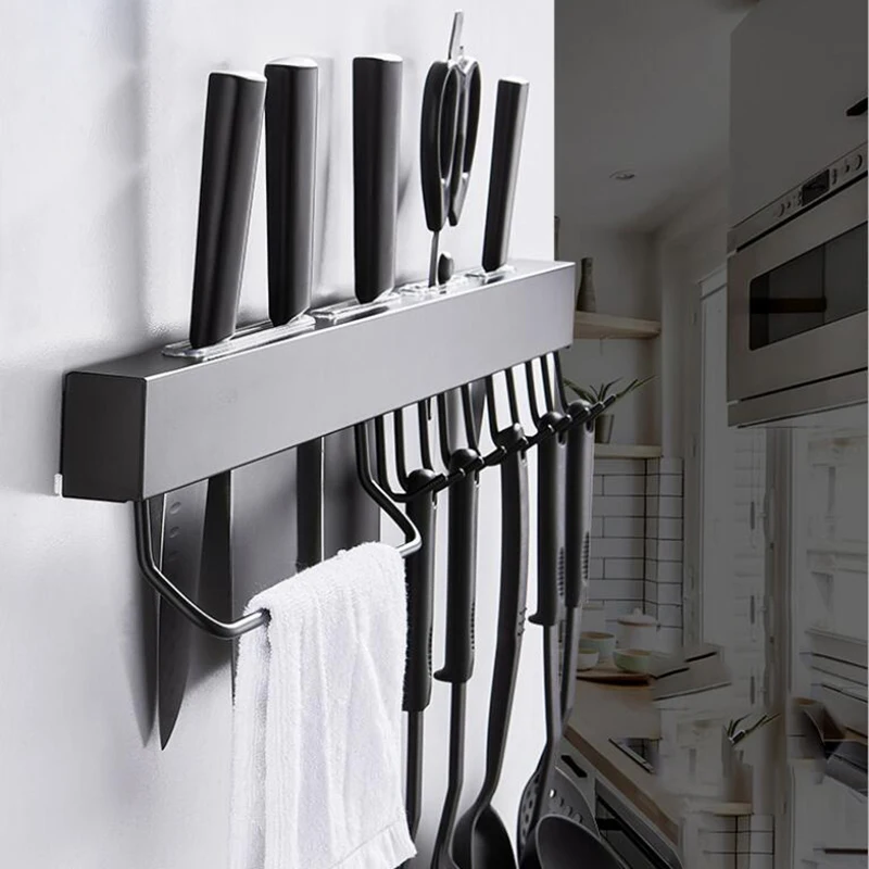 304 Stainless Steel Kitchen Stand Rack for Knife Holder Cooking Tool Shelf Spatula Spoon Pizza Cutter Scissors Towel Wall Mount
304 Stainless Steel Kitchen Stand Rack for Knife Holder Cooking Tool Shelf Spatula Spoon Pizza Cutter Scissors Towel Wall Mount