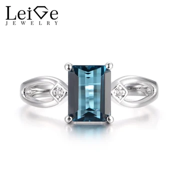 Leige Jewelry Women's Engagement Rings Real London Blue Topaz Rings November Birthstone Emerald Cut Gems 925 Sterling Silver
Leige Jewelry Women's Engagement Rings Real London Blue Topaz Rings November Birthstone Emerald Cut Gems 925 Sterling Silver