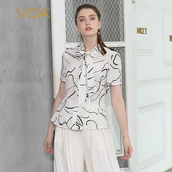 VOA Heavy Silk Blouse Women Tops Office Shirt Print Tee Graffiti Sweet Harajuku Basic Ribbon Bow Slim Camisetas Mujer B581
VOA Heavy Silk Blouse Women Tops Office Shirt Print Tee Graffiti Sweet Harajuku Basic Ribbon Bow Slim Camisetas Mujer B581