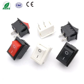 

100Pcs 2 Pin Snap-in On/Off Position Snap Boat Button Swi tch Rocker Switches 6A-10A 110V 250V KCD1-101 21*15MM Black/Red/White