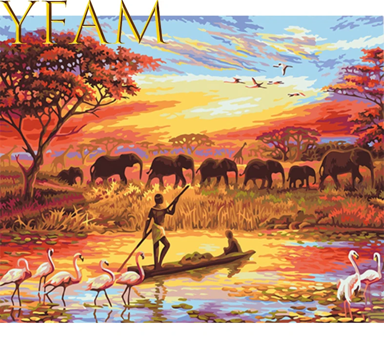 Elephant And Flamingos Sunset Landscape DIY Painting By Numbers Kits Coloring Oil Picture Handpainted On Canvas Home Decorative
Elephant And Flamingos Sunset Landscape DIY Painting By Numbers Kits Coloring Oil Picture Handpainted On Canvas Home Decorative