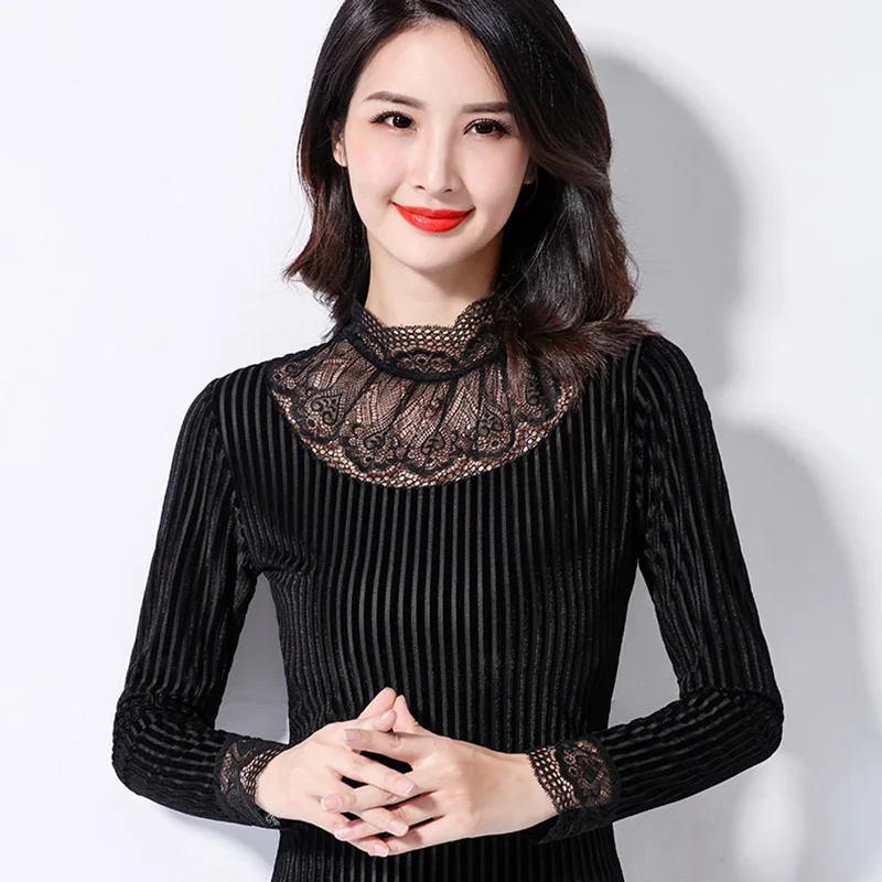 Gold VELOUR Fabric Lady Casual T-Shirts Plus Size M-5XL Black / Green / Brown Lace Patchwork Women Autumn Tops / Tees
Gold VELOUR Fabric Lady Casual T-Shirts Plus Size M-5XL Black / Green / Brown Lace Patchwork Women Autumn Tops / Tees
