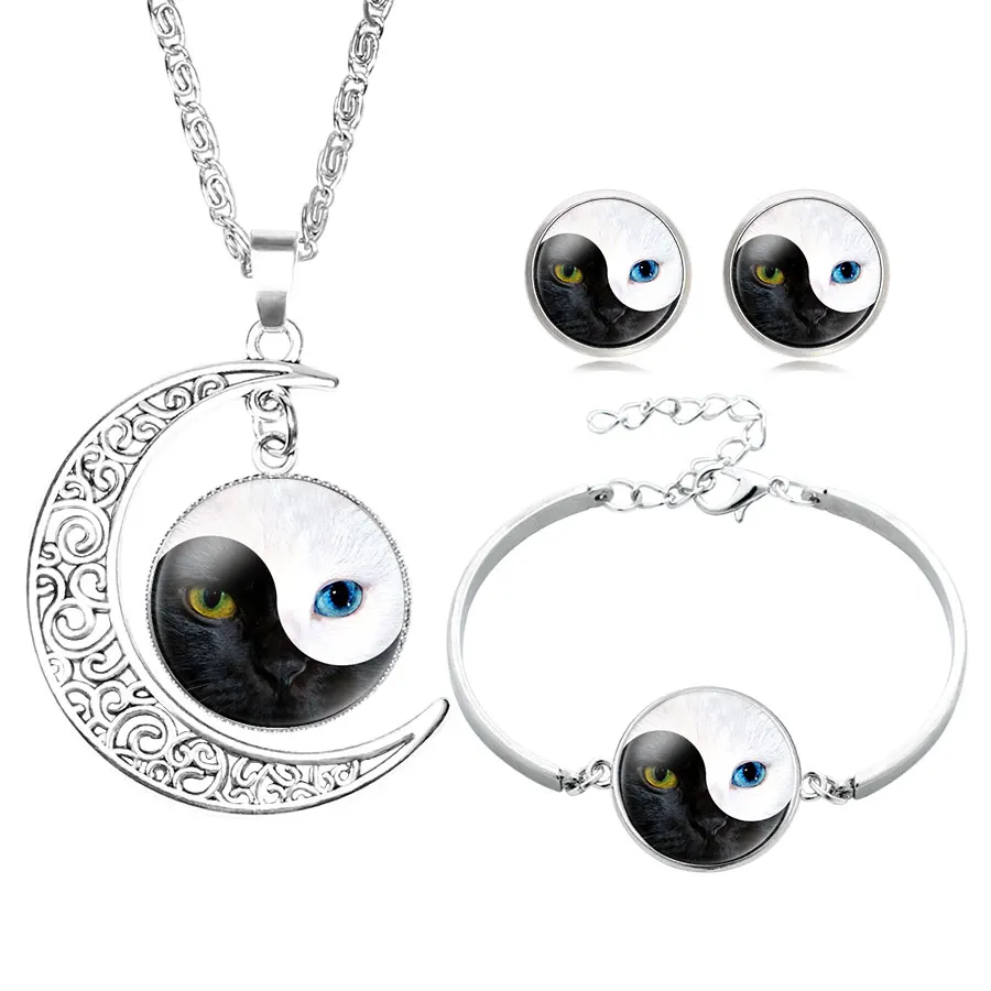 NingXiang Silver Color Chinese Tai Chi Ba Gua Yin Yang Cat Eyes Picture Glass Cabochon Earrings Bracelet Necklace Jewelry Set
NingXiang Silver Color Chinese Tai Chi Ba Gua Yin Yang Cat Eyes Picture Glass Cabochon Earrings Bracelet Necklace Jewelry Set