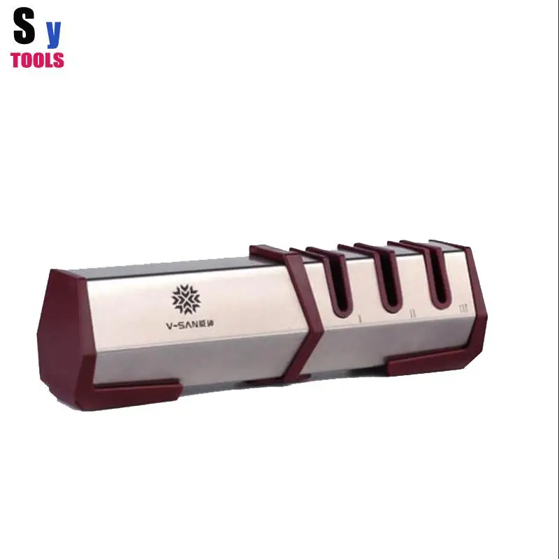 Sy tools custom made stainless steel Kitchen knife diamond/Carbide 3 groove hand hold sharpener system
Sy tools custom made stainless steel Kitchen knife diamond/Carbide 3 groove hand hold sharpener system