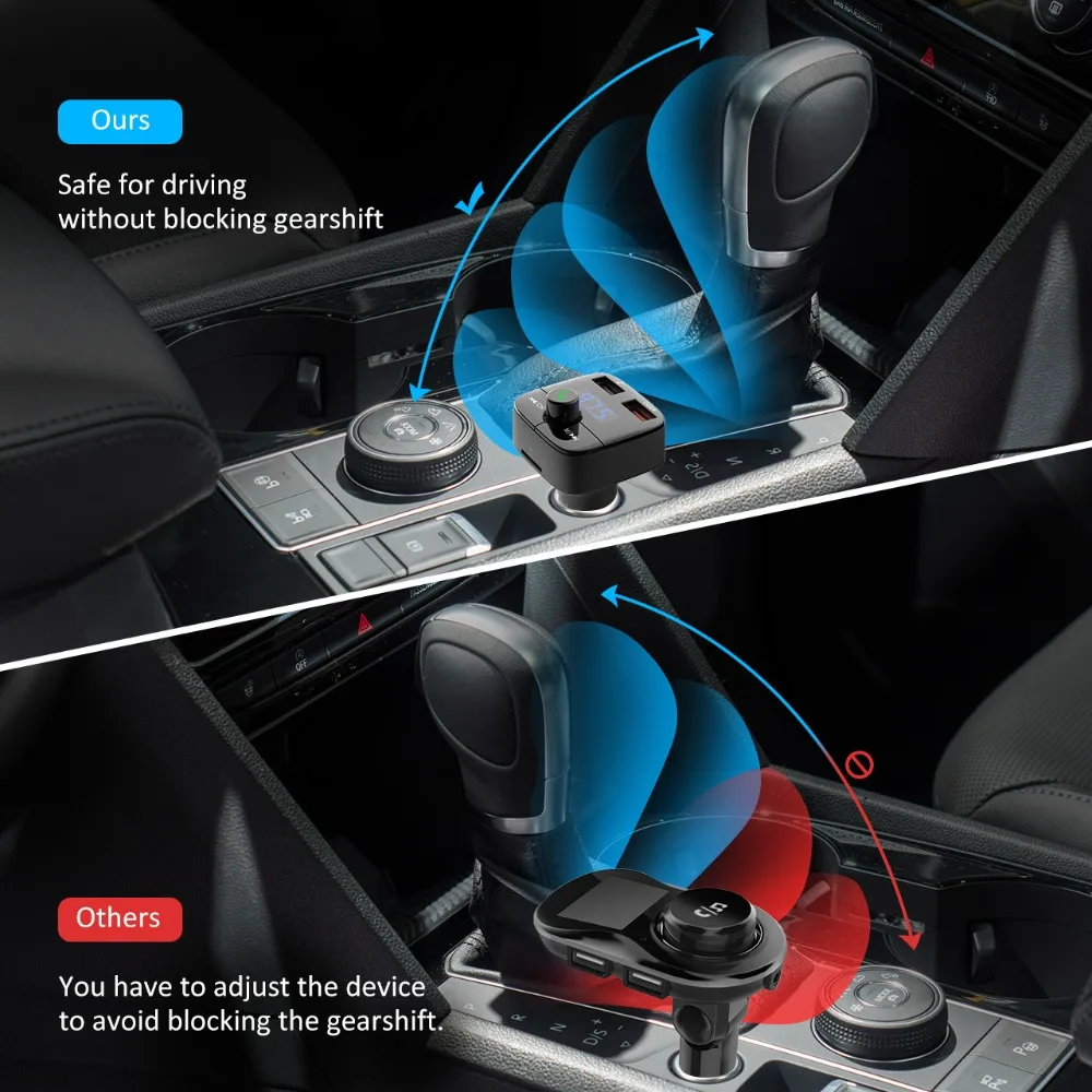 VicTsing Wireless Car Kit Hands-free Radio Transmitter Adapter Bluetooth FM Transmitter USB Car Charger Micro SD TF Music Player (13)