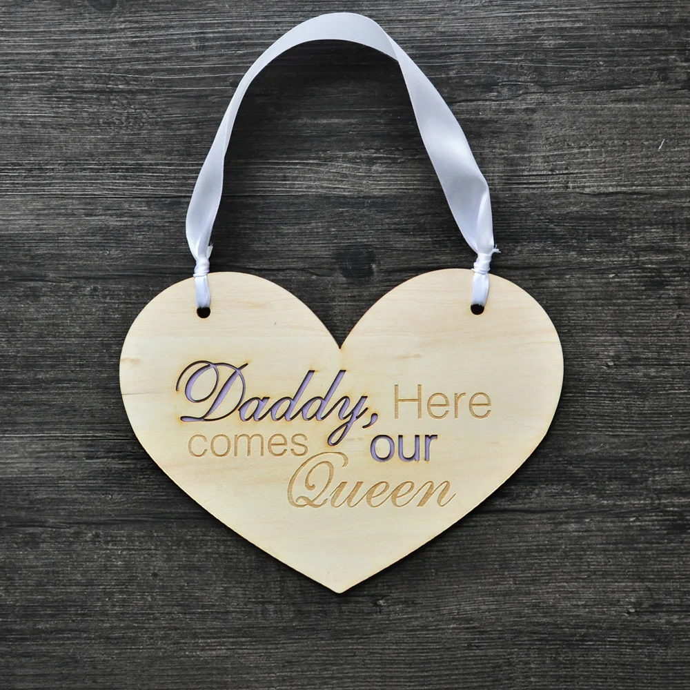 Custom Wedding Sign, Rustic Wooden Heart Sign, Daddy, Here comes our Queen,Personalized Engraved Wedding Signing 8colors Options
Custom Wedding Sign, Rustic Wooden Heart Sign, Daddy, Here comes our Queen,Personalized Engraved Wedding Signing 8colors Options