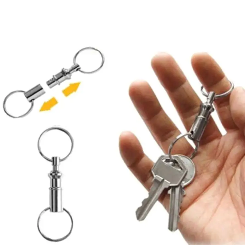 10PC Removable porte clef Keyring Quick Release Keychain Dual Detachable Pull Apart Key Ring Keychain