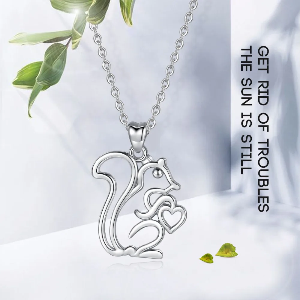 EUDORA 925 Sterling Silver Lovely Squirrel Pendant Big tail squirrel hearts pine cones Necklace Fun Fine Jewelry Gift CYD284
EUDORA 925 Sterling Silver Lovely Squirrel Pendant Big tail squirrel hearts pine cones Necklace Fun Fine Jewelry Gift CYD284