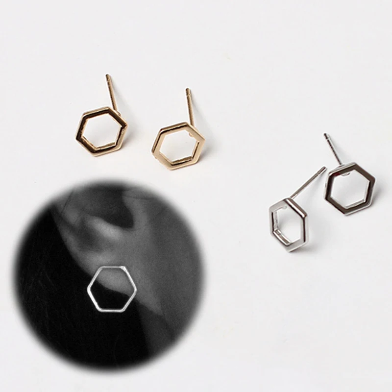 LNRRABC 1Pair Silvery Gold Simple Creative Geometric Hexagon Stud Earrings For Women Fashion Jewelry Boucle D'oreille Pendientes
LNRRABC 1Pair Silvery Gold Simple Creative Geometric Hexagon Stud Earrings For Women Fashion Jewelry Boucle D'oreille Pendientes