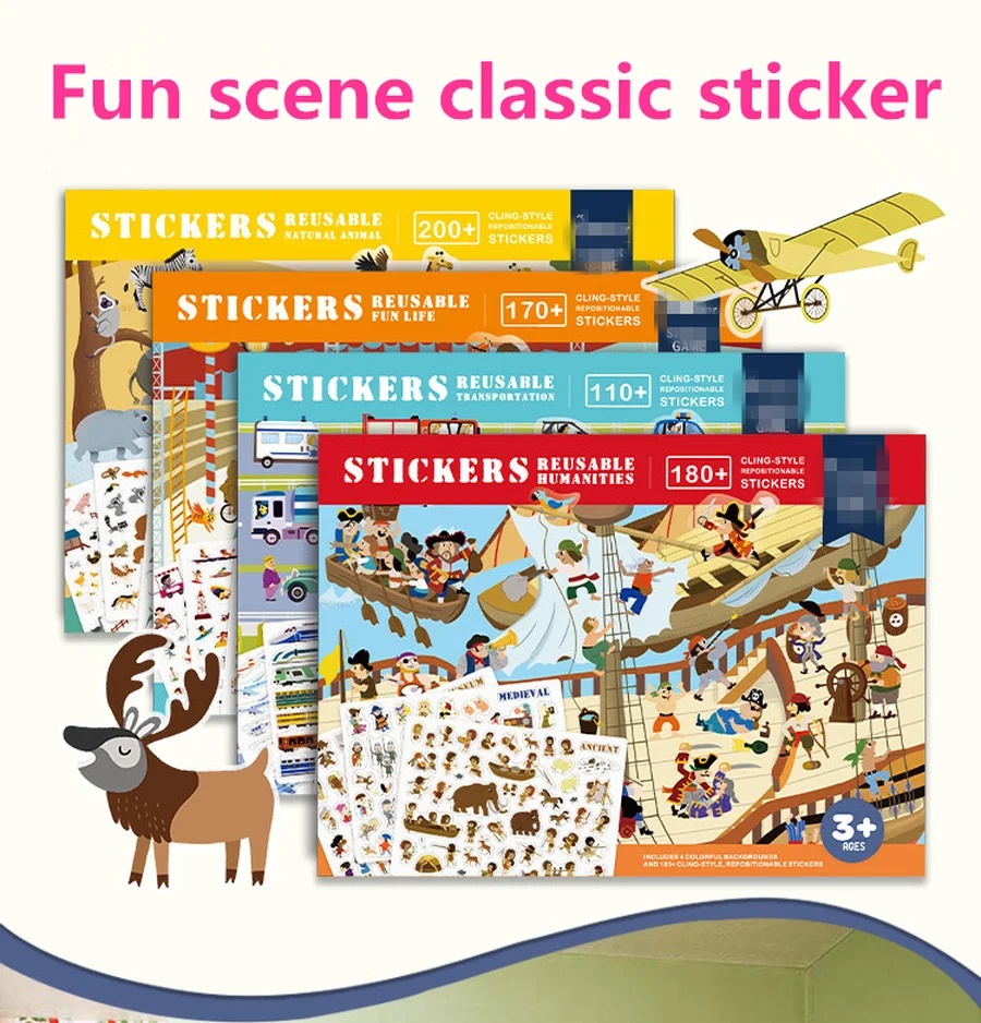 Stickers Kids New Reusable Sticker Book Game Pad Collection Educational Toys for Children Removable background scenes PuzzleGift
Stickers Kids New Reusable Sticker Book Game Pad Collection Educational Toys for Children Removable background scenes PuzzleGift