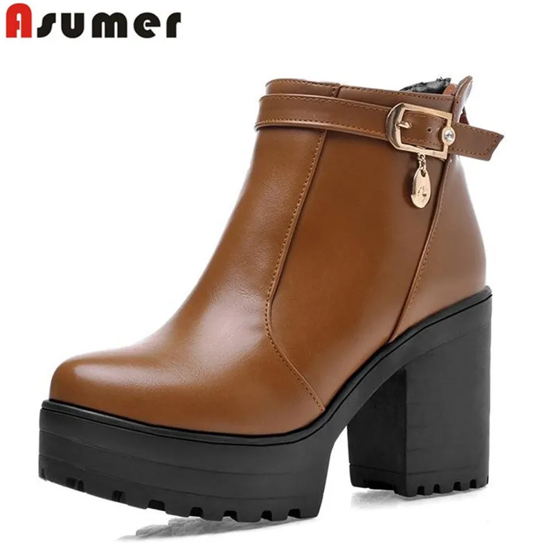 Asumer big size 34-43 new arrive high quality pu high heels ankle boots round toe black yellow white buckle boots for women
Asumer big size 34-43 new arrive high quality pu high heels ankle boots round toe black yellow white buckle boots for women
