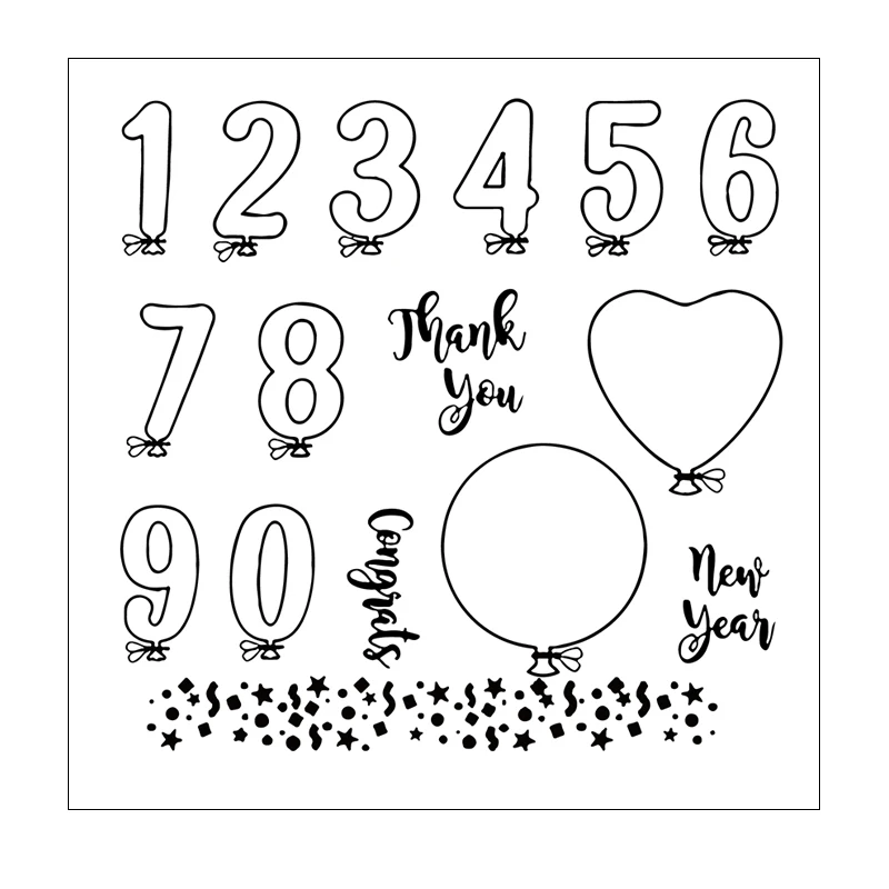 Numbers and Balloons Silicone Clear Stamps/Seal For DIY Scrapbooking Decorative Card Making Craft Fun Decoration Supplies
Numbers and Balloons Silicone Clear Stamps/Seal For DIY Scrapbooking Decorative Card Making Craft Fun Decoration Supplies