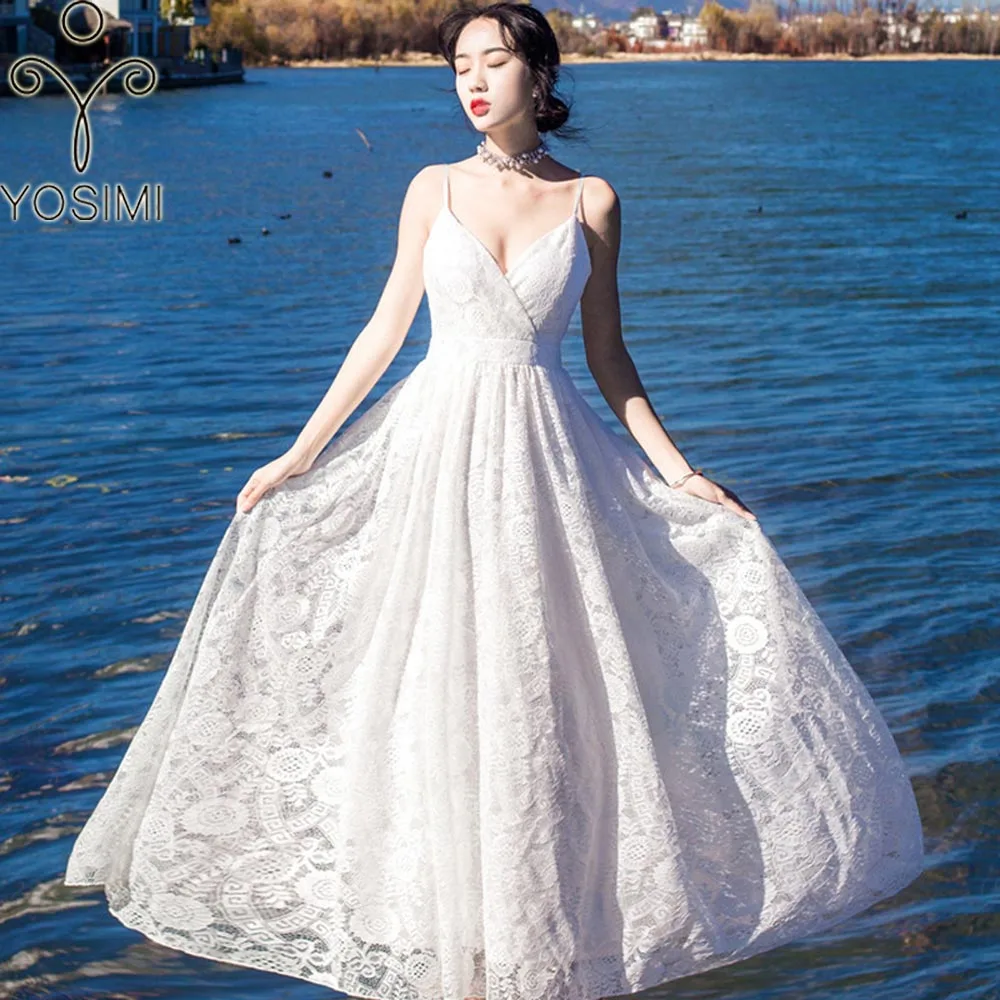YOSIMI 2018 Summer Female Vestidos Maxi Vintage White Lace Long Women Strap Dress Tunic Sleeveless V-neck Ankle-Lenght Red
YOSIMI 2018 Summer Female Vestidos Maxi Vintage White Lace Long Women Strap Dress Tunic Sleeveless V-neck Ankle-Lenght Red