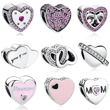925 Sterling Silver Charm Beads Clear CZ & Pink Enamel Heart Charms Fit Pandora Bracelet Necklace Original DIY Jewelry Making
925 Sterling Silver Charm Beads Clear CZ & Pink Enamel Heart Charms Fit Pandora Bracelet Necklace Original DIY Jewelry Making