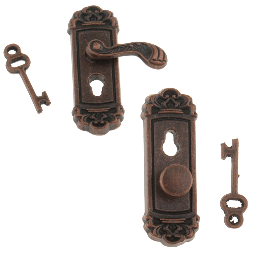 2 Pieces 1:12 Ancient Metal Door Knob with Key Set for Dollhouse Miniature Handle
2 Pieces 1:12 Ancient Metal Door Knob with Key Set for Dollhouse Miniature Handle