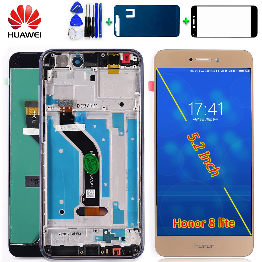 Huawei Honor 8 lite LCD Display 5.2 inch Touch screen 1920*1080 Digitizer Assembly PRA-TL10 PRA LX1 LX3 Frame With Free Tools
Huawei Honor 8 lite LCD Display 5.2 inch Touch screen 1920*1080 Digitizer Assembly PRA-TL10 PRA LX1 LX3 Frame With Free Tools