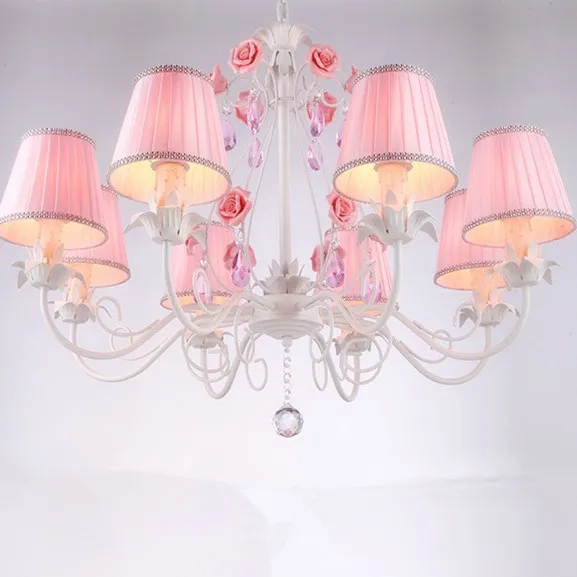 Keroan garden Romantic pendant light white wrought iron pink ceramic flowers glass lampshade
Keroan garden Romantic pendant light white wrought iron pink ceramic flowers glass lampshade
