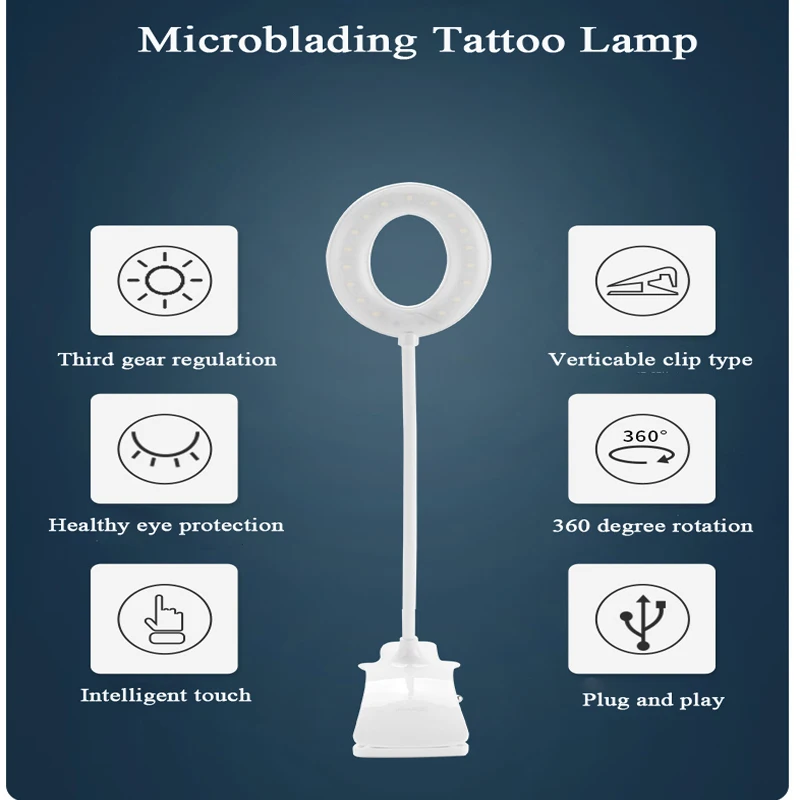 Microblading Tattoo Led Lamp Tools Permanent Makeup Supplies Rechargeable Equipment Tattoo Lamp With Clamp for Eyebrow/Eyelash
Microblading Tattoo Led Lamp Tools Permanent Makeup Supplies Rechargeable Equipment Tattoo Lamp With Clamp for Eyebrow/Eyelash