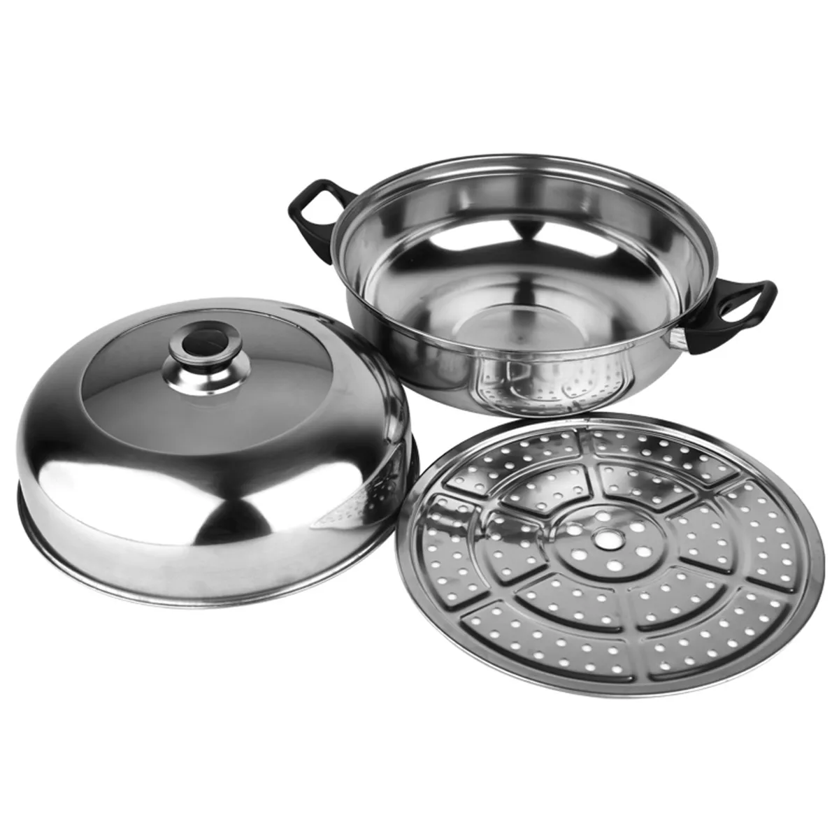 Stainless Steel 2 Tiers Steamer Induction Compatible Cookware Steam Pot Double Boilers Kitchen Accessories Cooking Tools 28cm
Stainless Steel 2 Tiers Steamer Induction Compatible Cookware Steam Pot Double Boilers Kitchen Accessories Cooking Tools 28cm