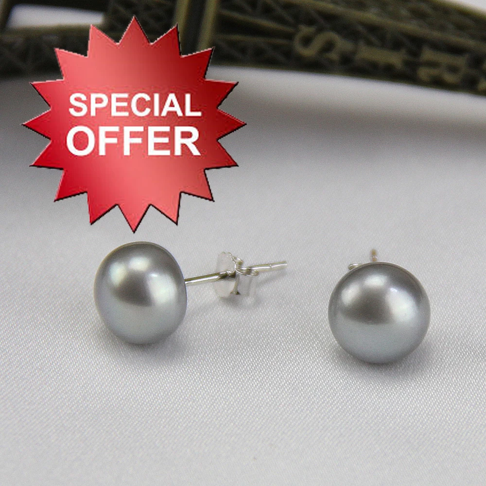 Women grey pearl earring stud, Genuine Pearl studs with dyed gray color natural cultured freshwater round button pearls
Women grey pearl earring stud, Genuine Pearl studs with dyed gray color natural cultured freshwater round button pearls