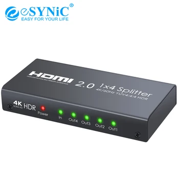 eSYNiC HDMI 2.0 Splitter 4K/60Hz YUV 4:4:4 HDR 1 in 4 out HDMI Distribution Amplifier for PS4 Xbox One Sky Box HD TV Projector
eSYNiC HDMI 2.0 Splitter 4K/60Hz YUV 4:4:4 HDR 1 in 4 out HDMI Distribution Amplifier for PS4 Xbox One Sky Box HD TV Projector