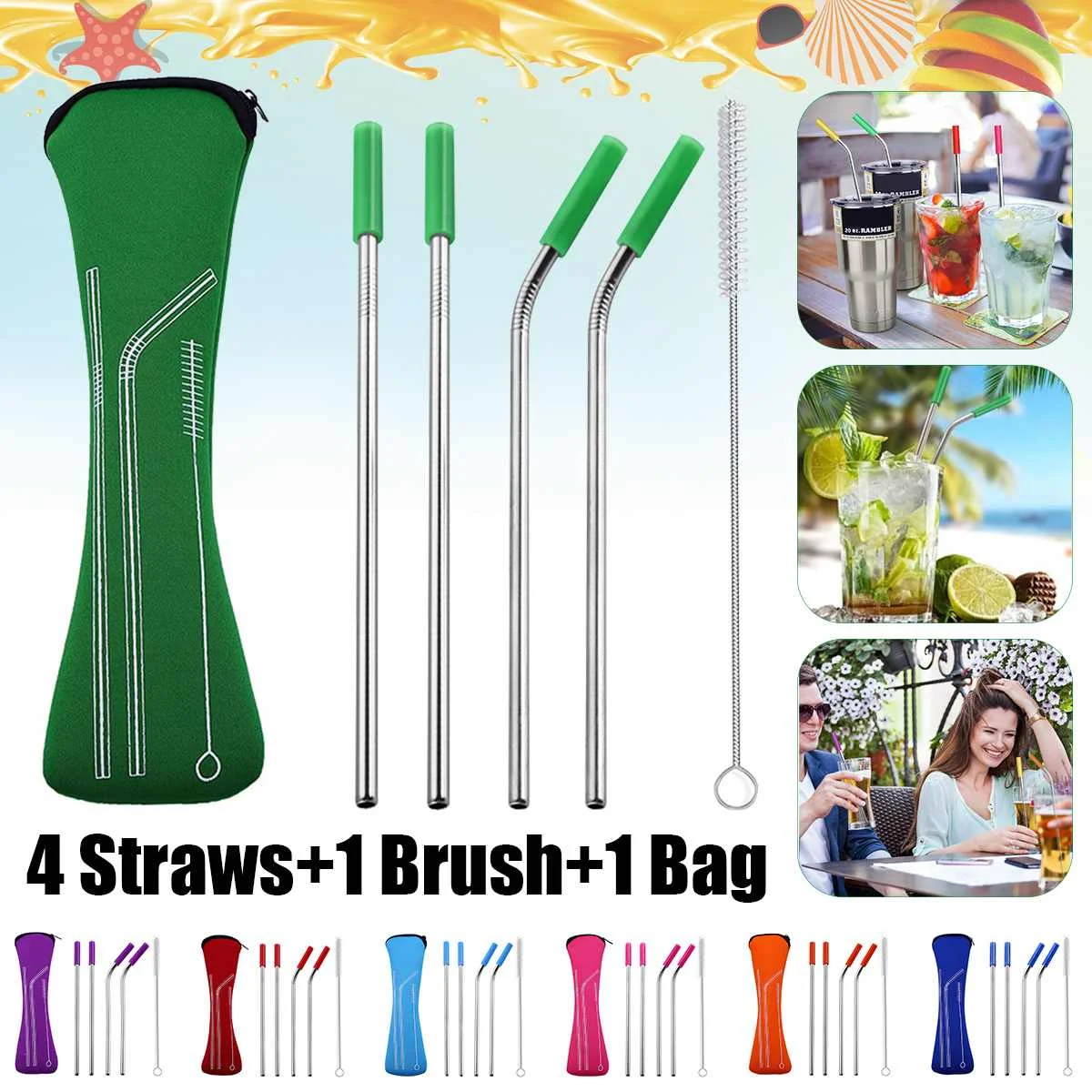 6Pcs/set Reusable Drinking Straw Silicone Tips Cover Stainless Steel Straw With Cleaner Brush For Home Party Bar
6Pcs/set Reusable Drinking Straw Silicone Tips Cover Stainless Steel Straw With Cleaner Brush For Home Party Bar