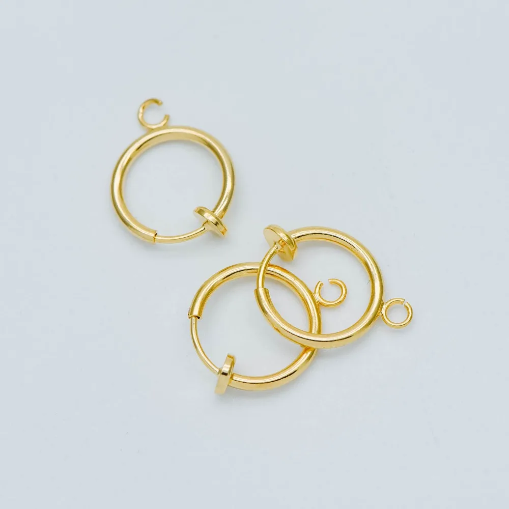 10pcs Clip On Earring Findings, Gold plated Brass Earwire with Loop, Non Pierced Earrings 13mm (GB-505)
10pcs Clip On Earring Findings, Gold plated Brass Earwire with Loop, Non Pierced Earrings 13mm (GB-505)