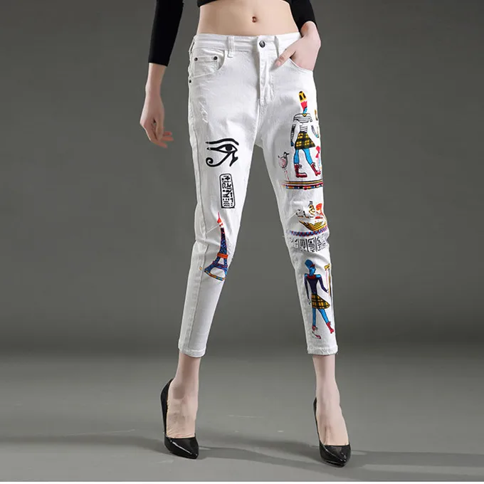 New jeans woman Cool white exotic style paint skinny jeans pencil pants denim fashion slim body feminino capris jeans NZ96
New jeans woman Cool white exotic style paint skinny jeans pencil pants denim fashion slim body feminino capris jeans NZ96
