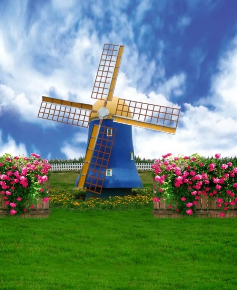 5x7ft Blue Sky Flowers Lawn Windmill Photography Backdrops Photo Props Studio Background
5x7ft Blue Sky Flowers Lawn Windmill Photography Backdrops Photo Props Studio Background