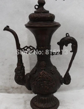 bi0011767 11"China Chinese Folk Bronze Lucky Dragon head kettle water jug Statue
bi0011767 11"China Chinese Folk Bronze Lucky Dragon head kettle water jug Statue