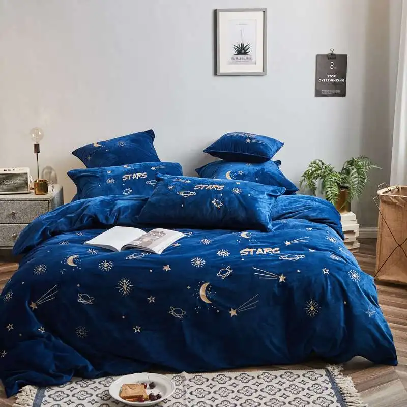 Cartoon Universe Starry Sky Fleece Fabric Bedding Set Duvet Cover Bed Linen Bed sheet Pillowcases Gifts for children King Queen
Cartoon Universe Starry Sky Fleece Fabric Bedding Set Duvet Cover Bed Linen Bed sheet Pillowcases Gifts for children King Queen
