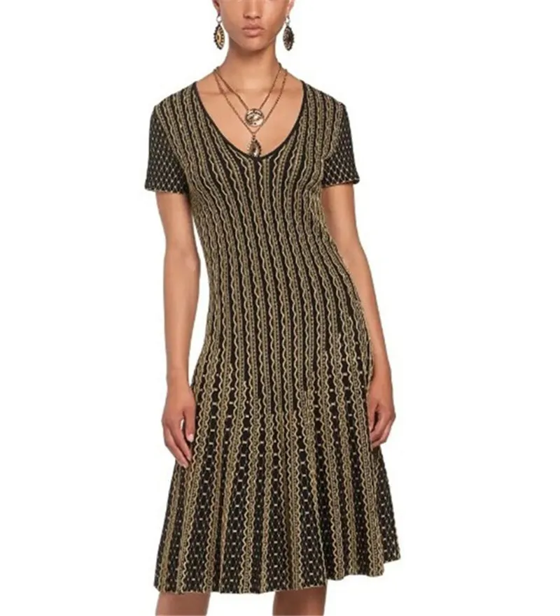 High Quality Short Sleeve Knee Length A Line Jacquard Bandage Women Dress Evening Party Dress
High Quality Short Sleeve Knee Length A Line Jacquard Bandage Women Dress Evening Party Dress