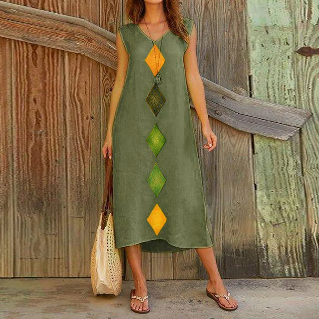 Dress Women Boho Print Sleeveless Neck Cotton Linen Printed Casual Loose Long Maxi Beach Summer Dresses Sundress vestidos
Dress Women Boho Print Sleeveless Neck Cotton Linen Printed Casual Loose Long Maxi Beach Summer Dresses Sundress vestidos