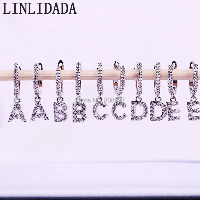 10Pair New Arrival Trendy Silver Color Micro Paved Cubic Zirconia 26 Initial Letters Charm Dangle Earrings
10Pair New Arrival Trendy Silver Color Micro Paved Cubic Zirconia 26 Initial Letters Charm Dangle Earrings