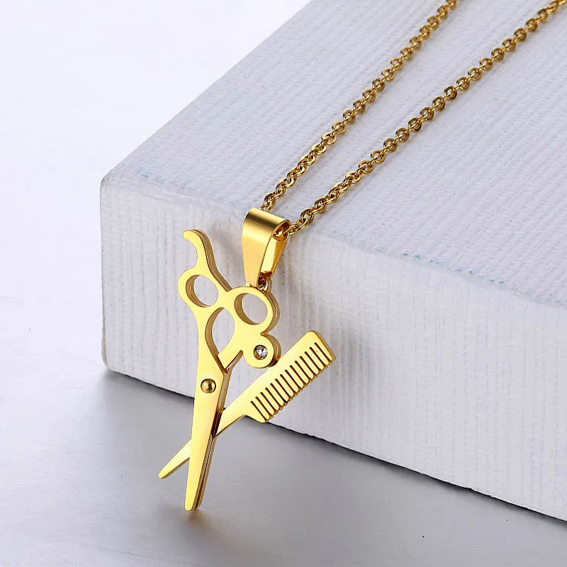Hip Hop Trendy Haircut Scissors Pendant Necklace Gold Color Stainless Steel Chain Necklaces for Men Women Barber Shop Jewelry
Hip Hop Trendy Haircut Scissors Pendant Necklace Gold Color Stainless Steel Chain Necklaces for Men Women Barber Shop Jewelry