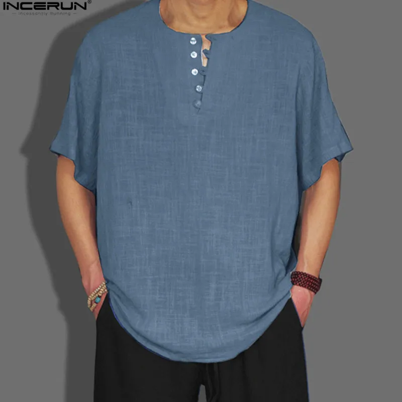 Fashion Summer 3XL Basic Men's Henley Shirts Crew Neck Half Sleeve Button Loose Tops Male Jogger Large Size Brand Tee INCERUN
Fashion Summer 3XL Basic Men's Henley Shirts Crew Neck Half Sleeve Button Loose Tops Male Jogger Large Size Brand Tee INCERUN