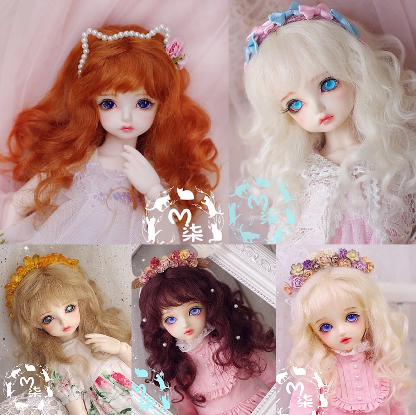 

M7-bjd doll wig mohair 8-9inch 7-8inch 6-7inch 5-6inch 4-5inch 3-4inch 1/3 1/4 1/6 1/8 1/12 blond brown red