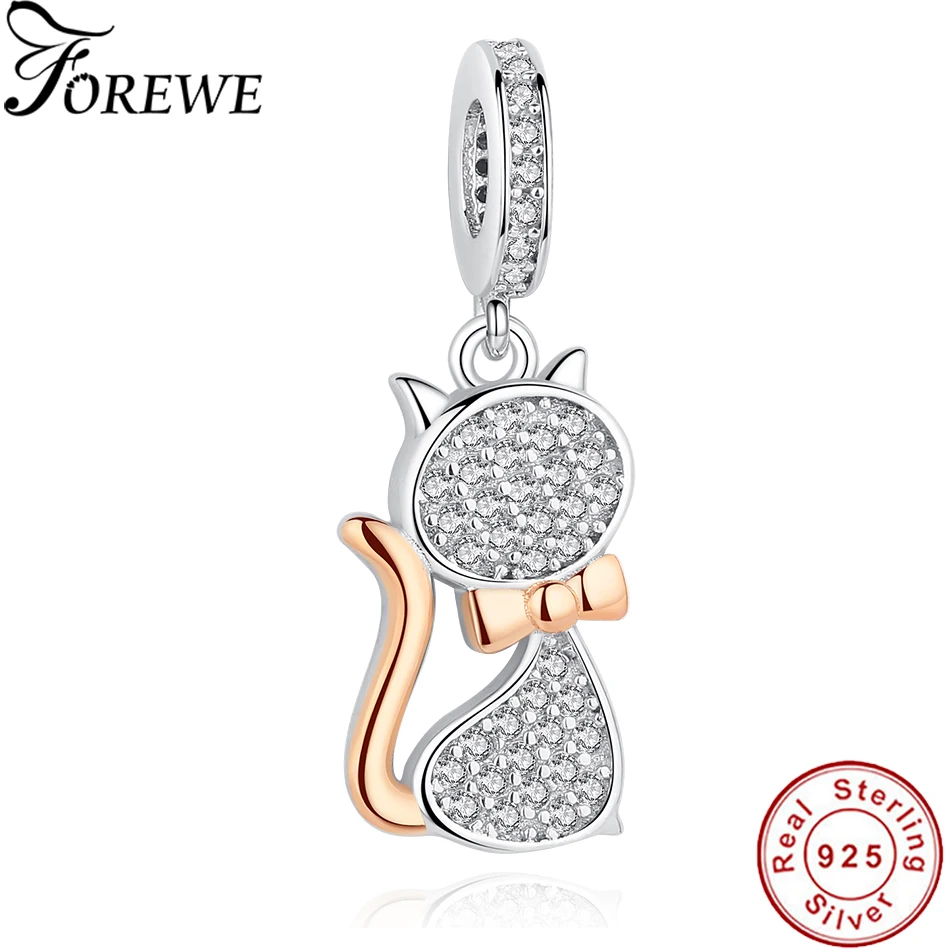 FOREWE 925 Silver Charms Fit Pandora Bracelet Cute Crystal Cat Pendant Beads for DIY Original Bracelets Women Jewelry Gift
FOREWE 925 Silver Charms Fit Pandora Bracelet Cute Crystal Cat Pendant Beads for DIY Original Bracelets Women Jewelry Gift
