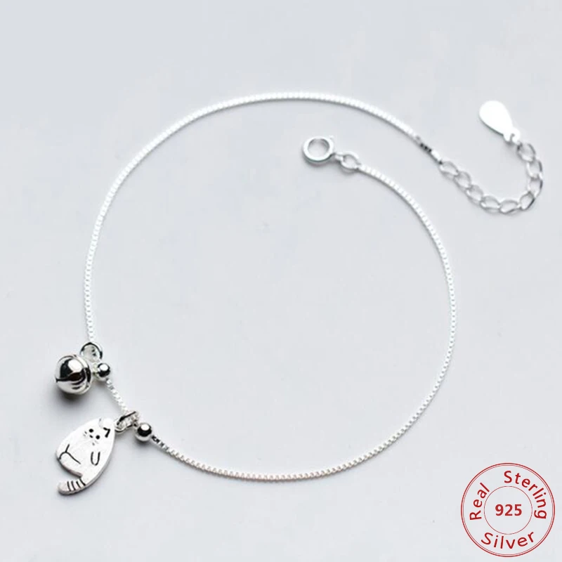 925 Sterling Silver Anklet Women Barefoot Leg Chain Cute Cat & Bell Charm Beach Wedding Leg On Foot Summer Style Jewelry
925 Sterling Silver Anklet Women Barefoot Leg Chain Cute Cat & Bell Charm Beach Wedding Leg On Foot Summer Style Jewelry