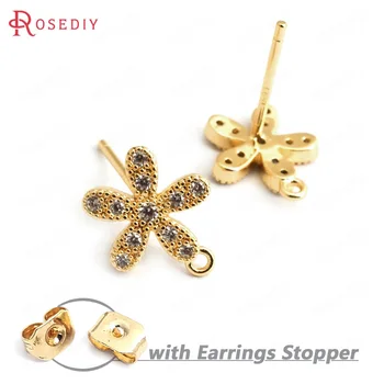 (34960)4PCS Flower 9MM 24K Gold Color Brass with White Zircon Flower Stud Earrings High Quality Diy Accessories Jewelry Findings
(34960)4PCS Flower 9MM 24K Gold Color Brass with White Zircon Flower Stud Earrings High Quality Diy Accessories Jewelry Findings