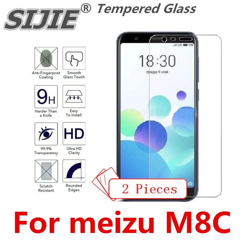 2 шт. закаленное стекло для meizu M8c Charm Blue 8C Защитная пленка смартфона Тонкий чехол