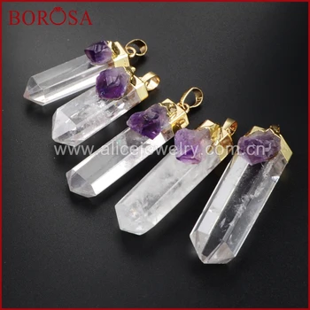 BOROSA Gold Color Cluster Aura Druzy Quartz Crystal Point & Natural Purple Crystal Druzy Pendant WX009
BOROSA Gold Color Cluster Aura Druzy Quartz Crystal Point & Natural Purple Crystal Druzy Pendant WX009