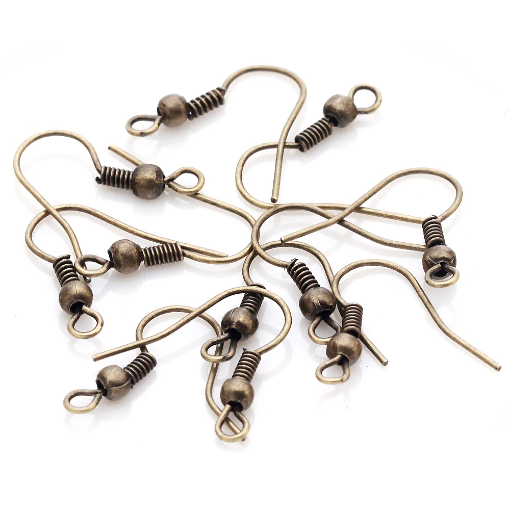 Linsoir Beads Iron Wire Earring Hooks with Large Loop Packed of 200 Antique Bronze Plated