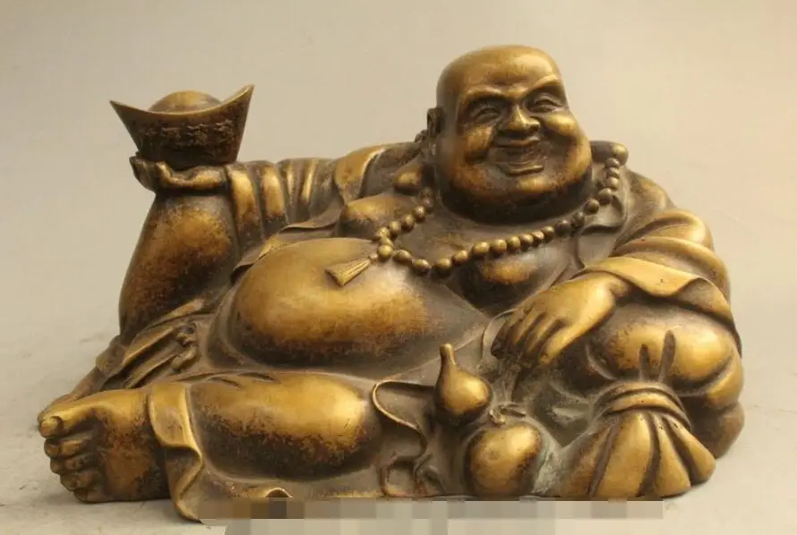 S6411 5"Chinese Bronze Fengshui Yuanbao Wealth Happy Laugh Maitreya Buddha Statue D0318
S6411 5"Chinese Bronze Fengshui Yuanbao Wealth Happy Laugh Maitreya Buddha Statue D0318