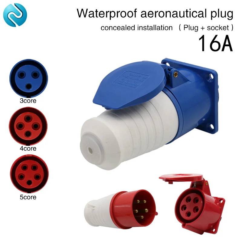Aviation plug socket industrial waterproof connector 3 core 4 core 5 core 16A concealed installation aviation butt plug
Aviation plug socket industrial waterproof connector 3 core 4 core 5 core 16A concealed installation aviation butt plug